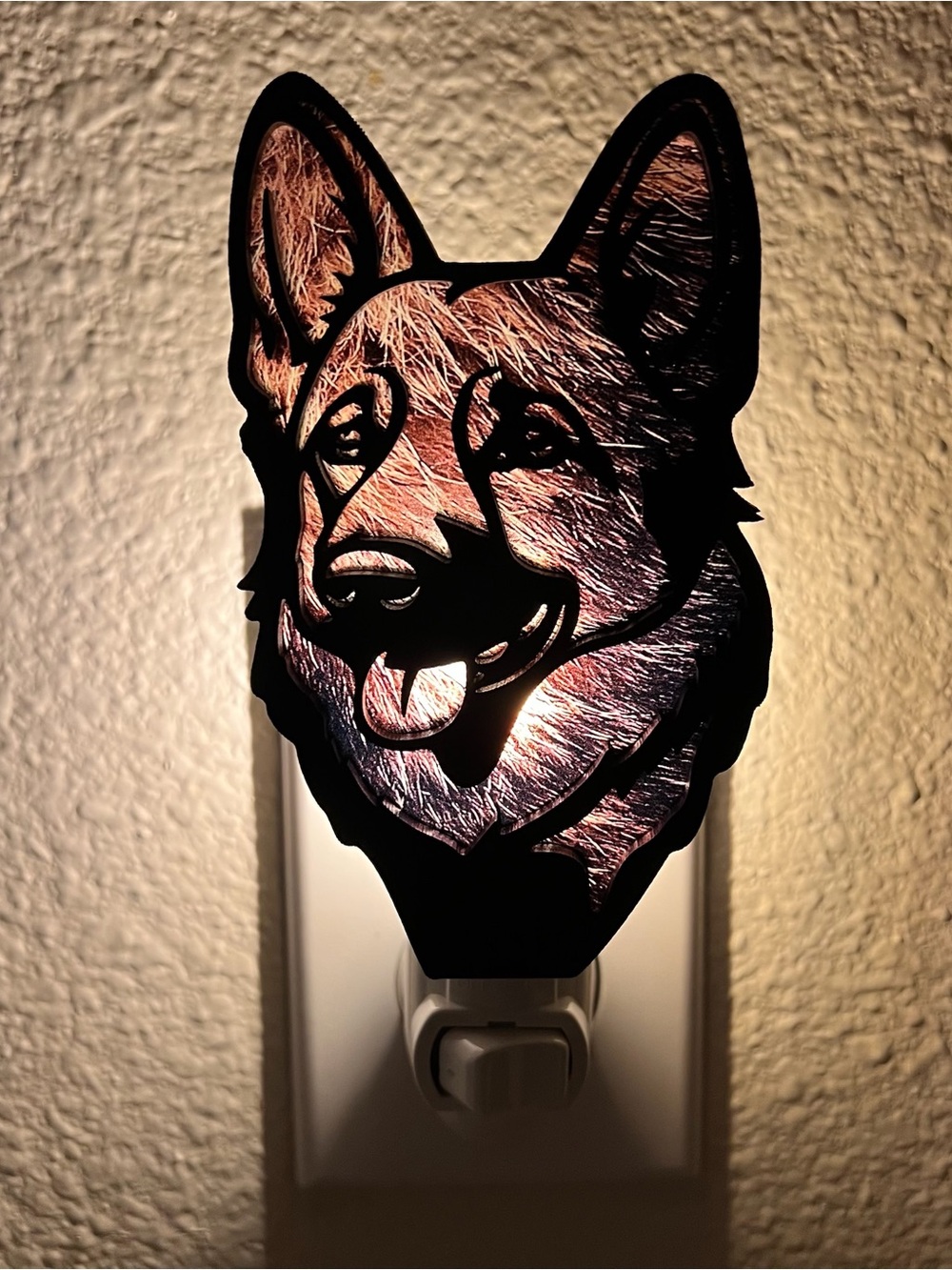 German Shepherd Dog LED Night Light Plug-In Handmade
